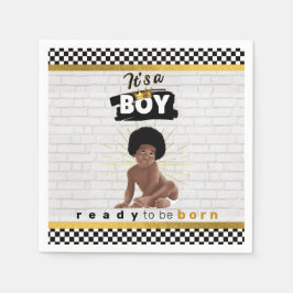 Urban Afro Baby Boy| Retro Hip Hop Baby shower Servet
