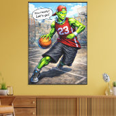 Urban Alien Basketball Player - Comic Style Art Canvas Afdruk (Insitu (Woonkamer))