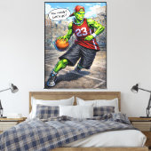Urban Alien Basketball Player - Comic Style Art Canvas Afdruk (Insitu (Slaapkamer))