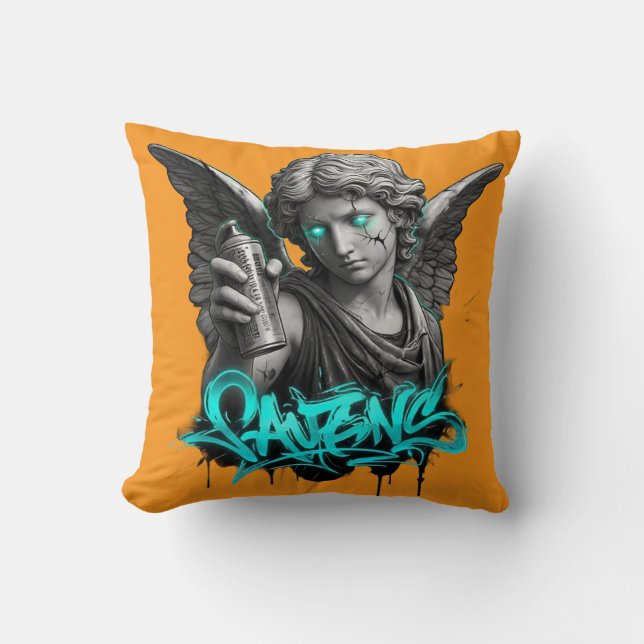 Urban Angel Graffiti Cushion – Broken Statue Stree Kussen (Voorkant)
