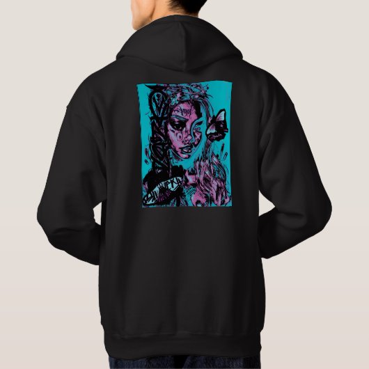 Urban Angel Neon Schoonheid in Chaos Art Hoodie (Achterkant)