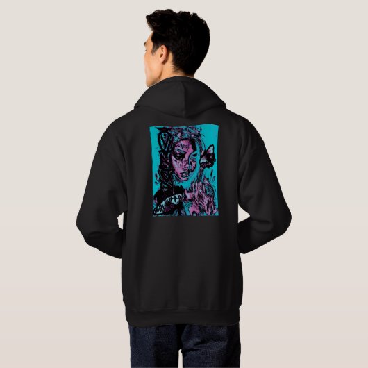 Urban Angel Neon Schoonheid in Chaos Art Hoodie (Achterkant volledig)