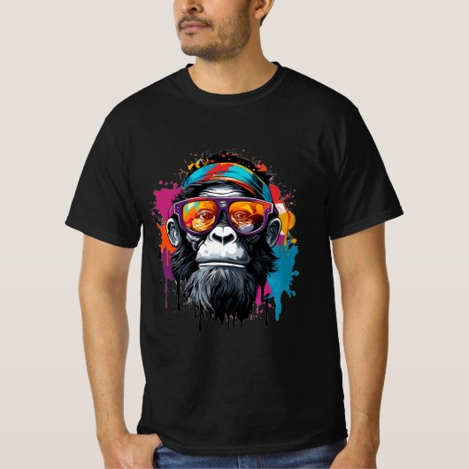 Urban Ape: Graffiti kleurrijke T-shirt kunst (Voorkant)