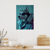 Urban Arctic Style Husky Portrait Poster (Keuken)