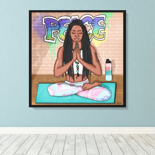 Urban Art |  vrouw die medailles verricht Canvas Afdruk (Insitu (Houten vloer))