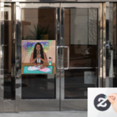 Urban Art |  vrouw die medailles verricht Raamsticker (Kantoordeur)