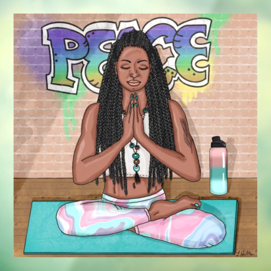 Urban Art | vrouw die medailles verricht Raamsticker (Vel 3)