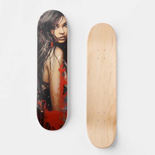 Urban Art Vrouw Persoonlijk Skateboard (Voorkant)