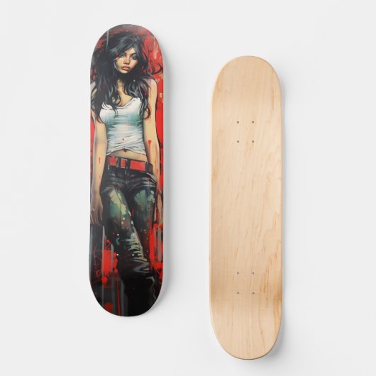 Urban Art Vrouw Persoonlijk Skateboard (Voorkant)