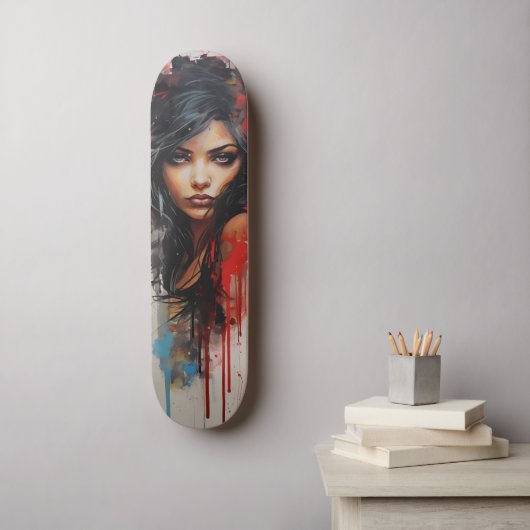 Urban Art Vrouw Persoonlijk Skateboard (Muurkunst)