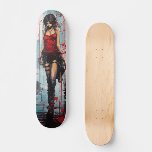 Urban Art Vrouw Persoonlijk Skateboard (Voorkant)