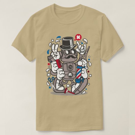 Urban Barber Hipster Robot Hair Cut T-shirt (Design voorkant)