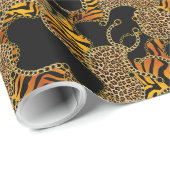 Urban Baroque Gold Chains Animal Print Cadeaupapier (Rol Hoek)