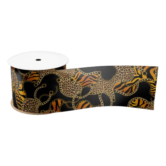 Urban Baroque Gold Chains Animal Print Satijnen Lint (Spoel)