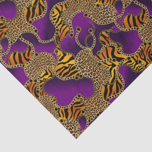 Urban Baroque Gold Chains Animal Print Tissuepapier (Detail)
