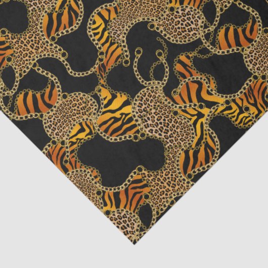 Urban Baroque Gold Chains Animal Print Tissuepapier (Detail)