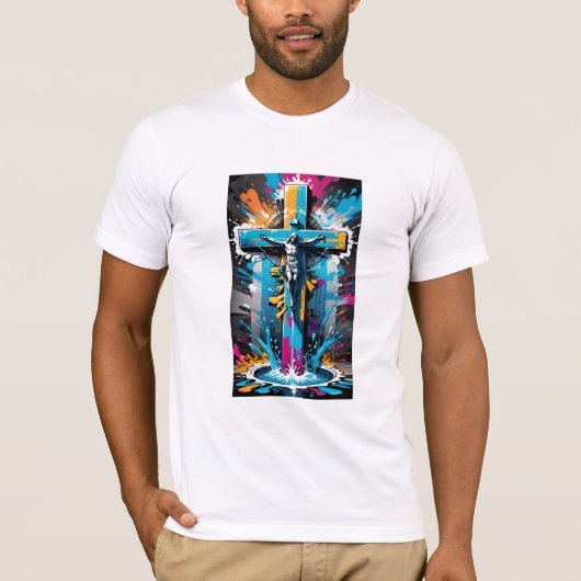 Urban Believer: Graffiti Religieuze print T-shirt (Voorkant)