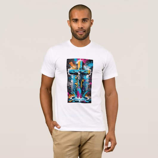 Urban Believer: Graffiti Religieuze print T-shirt (Voorkant volledig)