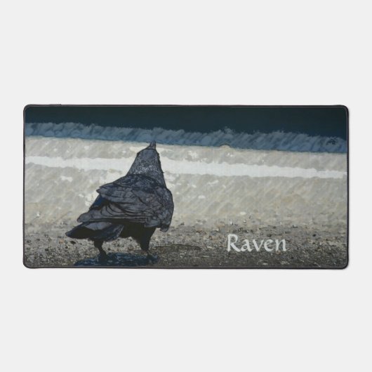 Urban Black Bird Gothic Grijs Zwart Bureaumat (Voorkant)