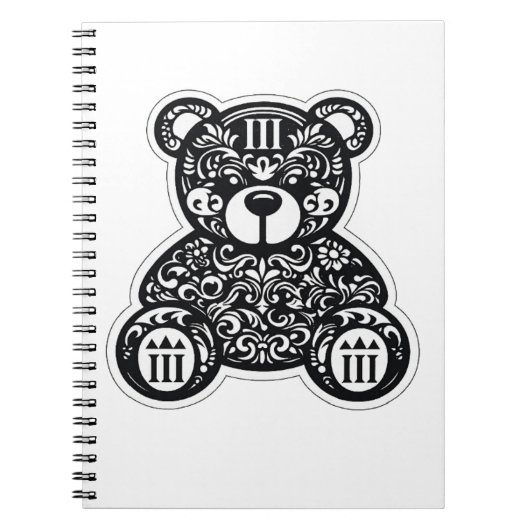 Urban Black & White Bear Spiral Notebook Notitieboek (Voorkant)