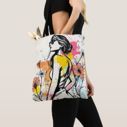 Urban Bloom: Double-Sided Graffiti & Botanical Art Tote Bag