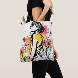 Urban Bloom: Double-Sided Graffiti & Botanical Art Tote Bag