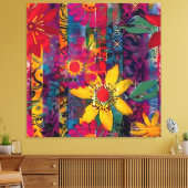 Urban Bloom - Levendige Graffiti Bloem Explosie Canvas Afdruk (Insitu (Woonkamer))