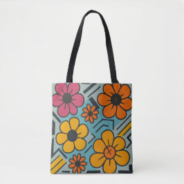 Urban Bloom – Retro Floral Pop Tote Bag