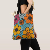 Urban Bloom – Retro Floral Pop Tote Bag (Dichtbij)