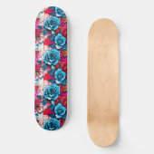 Urban Bloom: rood en blauw Roos graffiti Persoonlijk Skateboard (Voorkant)
