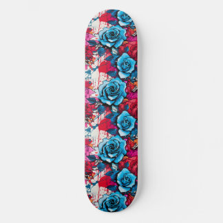 Urban Bloom: rood en blauw Roos graffiti Persoonlijk Skateboard