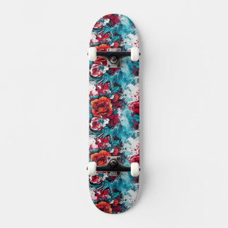 Urban Bloom: rood en blauw Roos graffiti skateboar Persoonlijk Skateboard