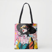 Urban Bloom Silhouette Tote Tas🌸✨ Bag (Voorkant)