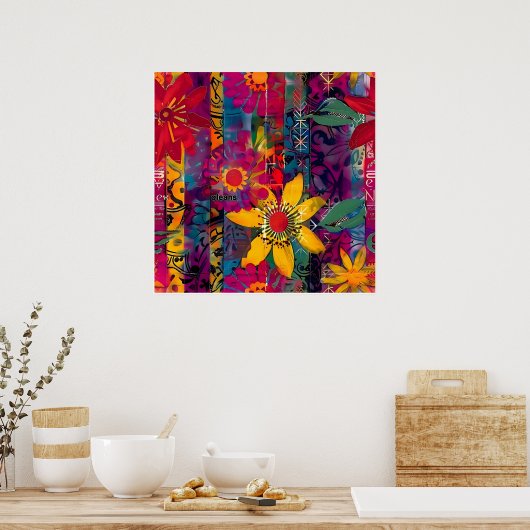 Urban Bloom Vivid Graffiti Flower Explosio Poster (Keuken)