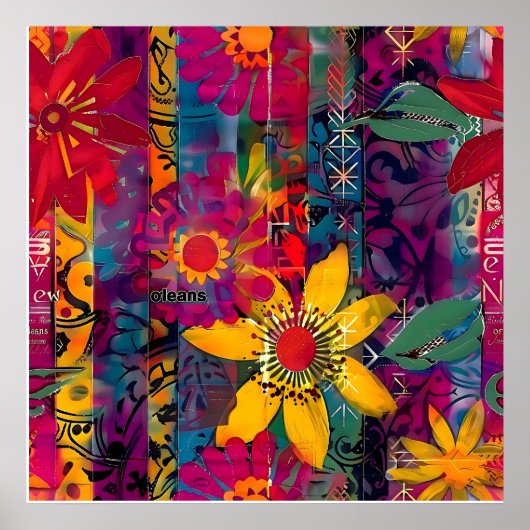 Urban Bloom Vivid Graffiti Flower Explosio Poster (Voorkant)