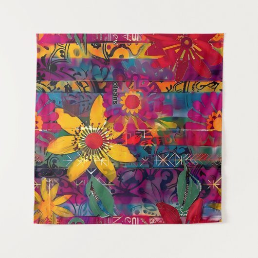 Urban Bloom Vivid Graffiti Flower Explosio Poster Wandkleed (Voorkant (horizontaal))