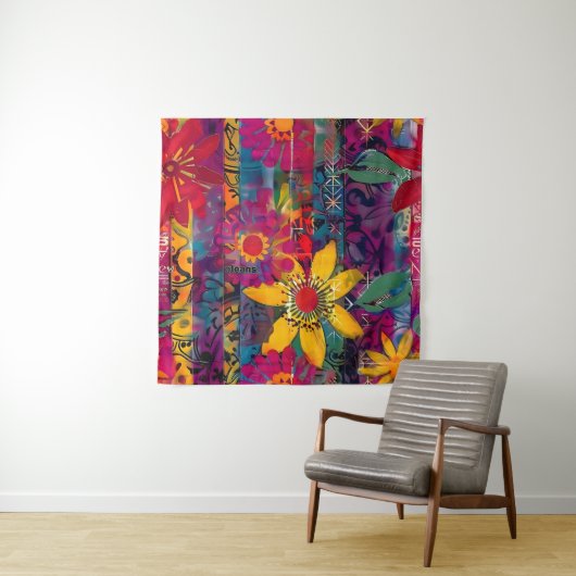 Urban Bloom Vivid Graffiti Flower Explosio Poster Wandkleed (In situ)