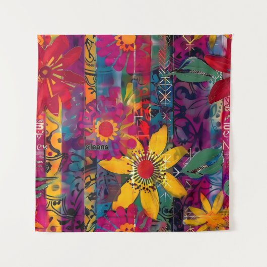 Urban Bloom Vivid Graffiti Flower Explosio Poster Wandkleed (Voorkant)