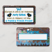 Urban Blue & Black Hip Hop Diaper Raffle Informatiekaartje (Voorkant / Achterkant)