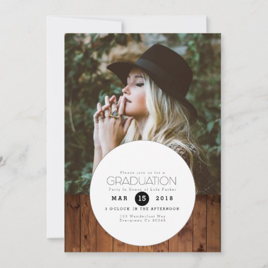 Urban Boho | Cirkel Graduation Party Foto Kaart (Voorkant)