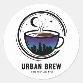 Urban Brew City Skyline Coffee Ronde Sticker