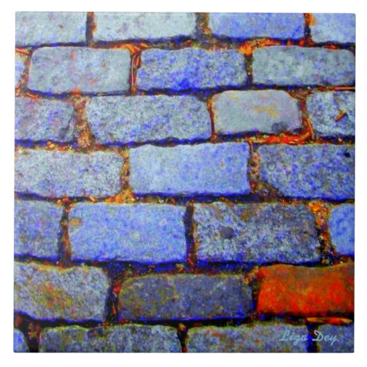 Urban Bricks (Blue) Tegel/Trivet Tegeltje (Voorkant)