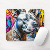 Urban Brindle Pitbull City Graffiti Street Art Muismat (Met muis)
