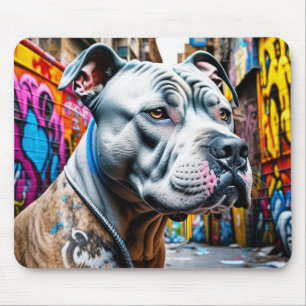 Urban Brindle Pitbull City Graffiti Street Art Muismat
