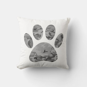 Urban Camo Puppy Paw Print Kussen