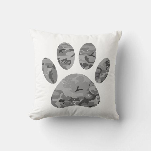 Urban Camo Puppy Paw Print Kussen (Voorkant)