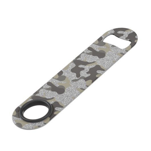 Urban Camouflage Camo Black Silver sparkle Army Speed Flessenopener (Voorkant Gekanteld)