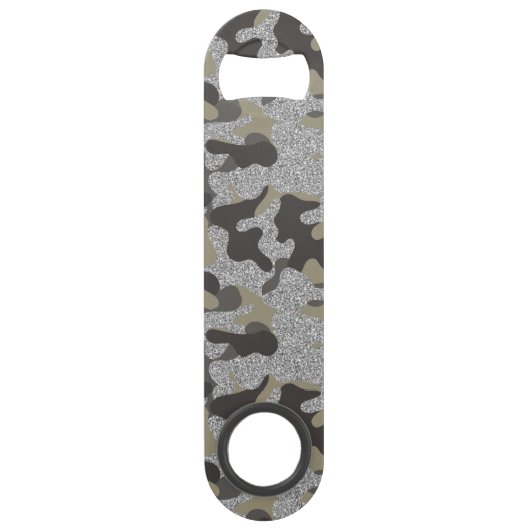 Urban Camouflage Camo Black Silver sparkle Army Speed Flessenopener (Voorkant)