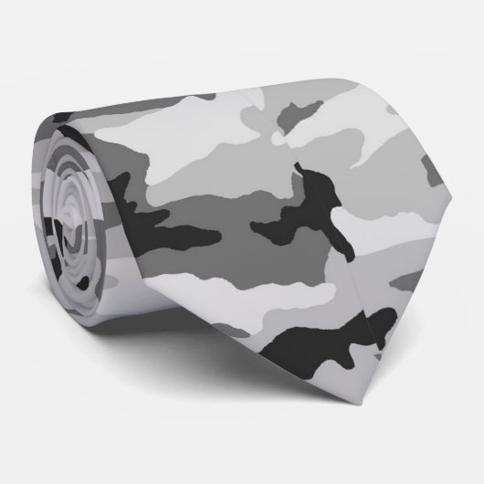 Urban Camouflage Pattern - Black & Grey Stropdas (Opgerold)