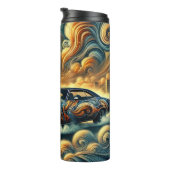 Urban Car Fusion tegen futuristisch stadsbeeld Thermosbeker (Geroteerd rechts)